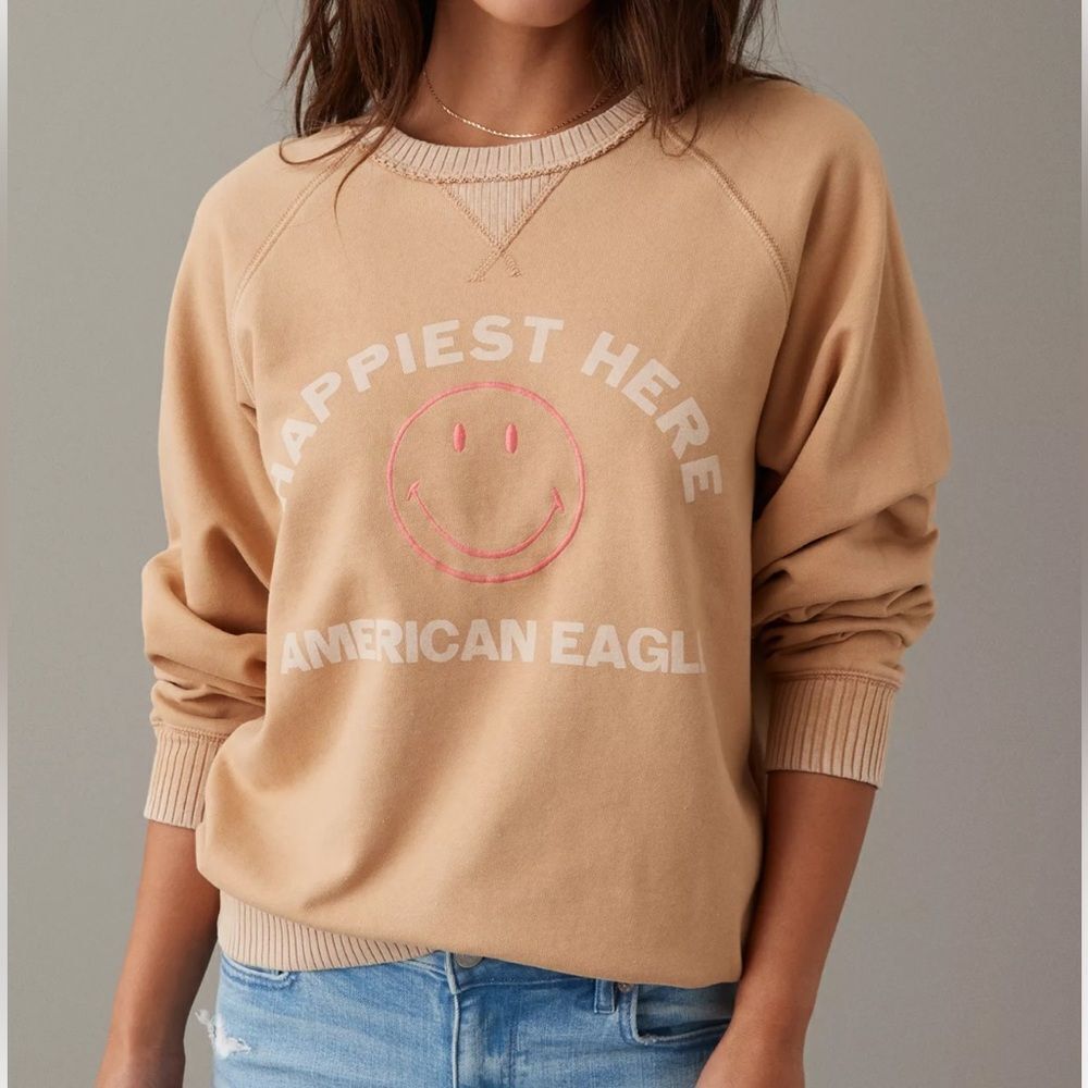 NWT American Eagle Funday Raglan-Sleeve Sweatshirt Women Size M(MRSP$50)